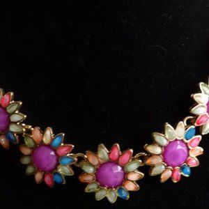 GOTH FAIRIE BOHO HIPPY MULTI COLOR FLOWER FLORAL GOLD TONE NECKLACE NWOT
